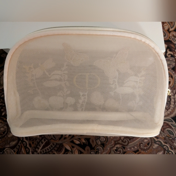 Dior Cream Floral Embroidered Cosmetic Bag New With Box - Picture 3 of 6